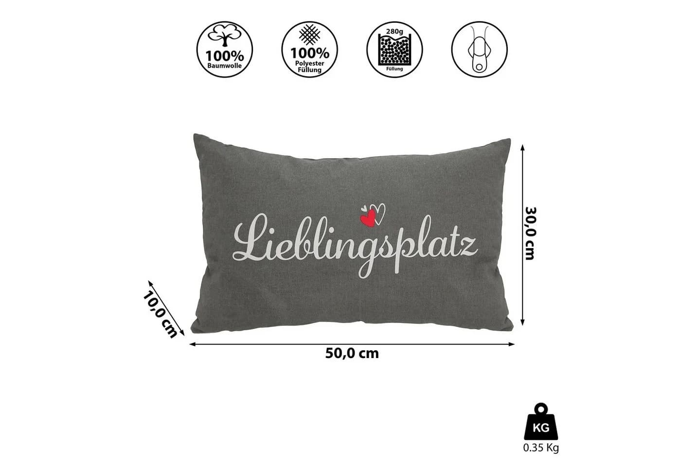 CEPEWA Dekokissen Lieblingsplatz Kuschelkissen