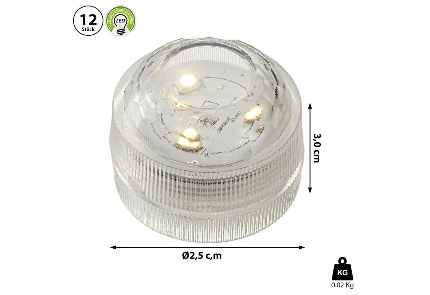 CEPEWA LED Teelicht 12er Set Warmweiß Transparent