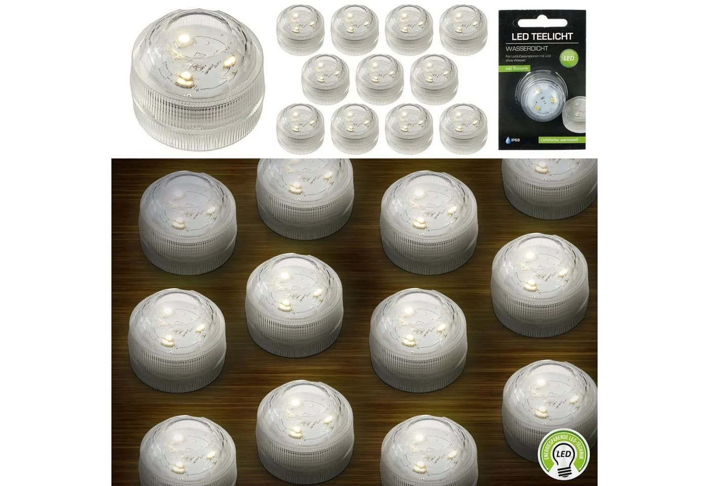 CEPEWA LED Teelicht 12er Set Warmweiß Transparent - Bild 2