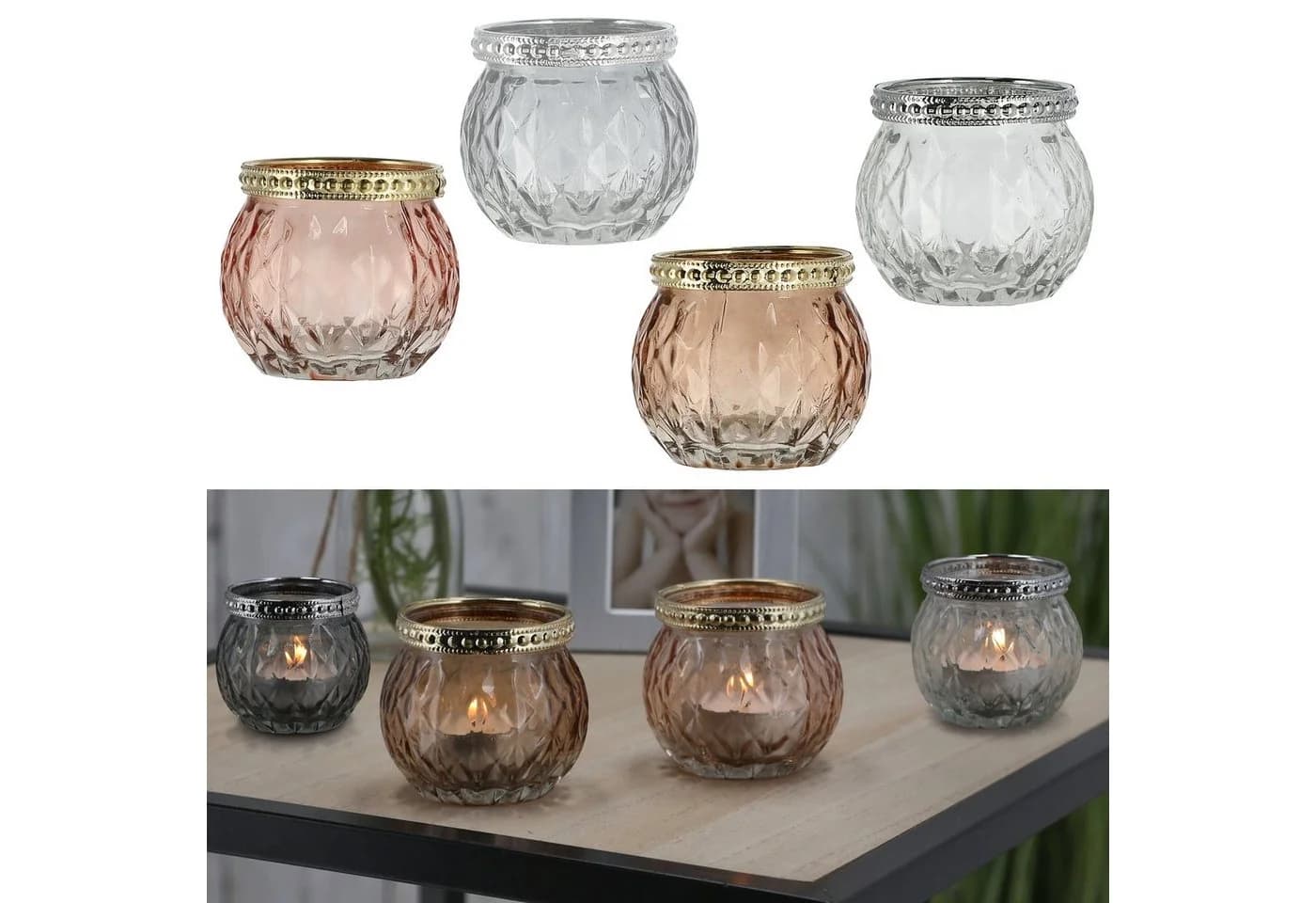 CEPEWA Teelichthalter Teelichtglas 4er Set Orientalisch - Bild 2
