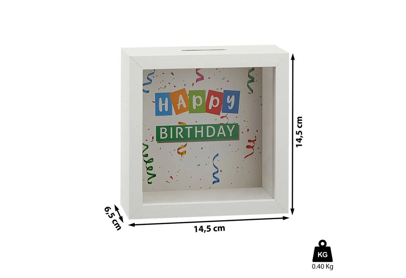 CEPEWA Spardose Geburtstag 14,5cm Rahmen MDF Glas