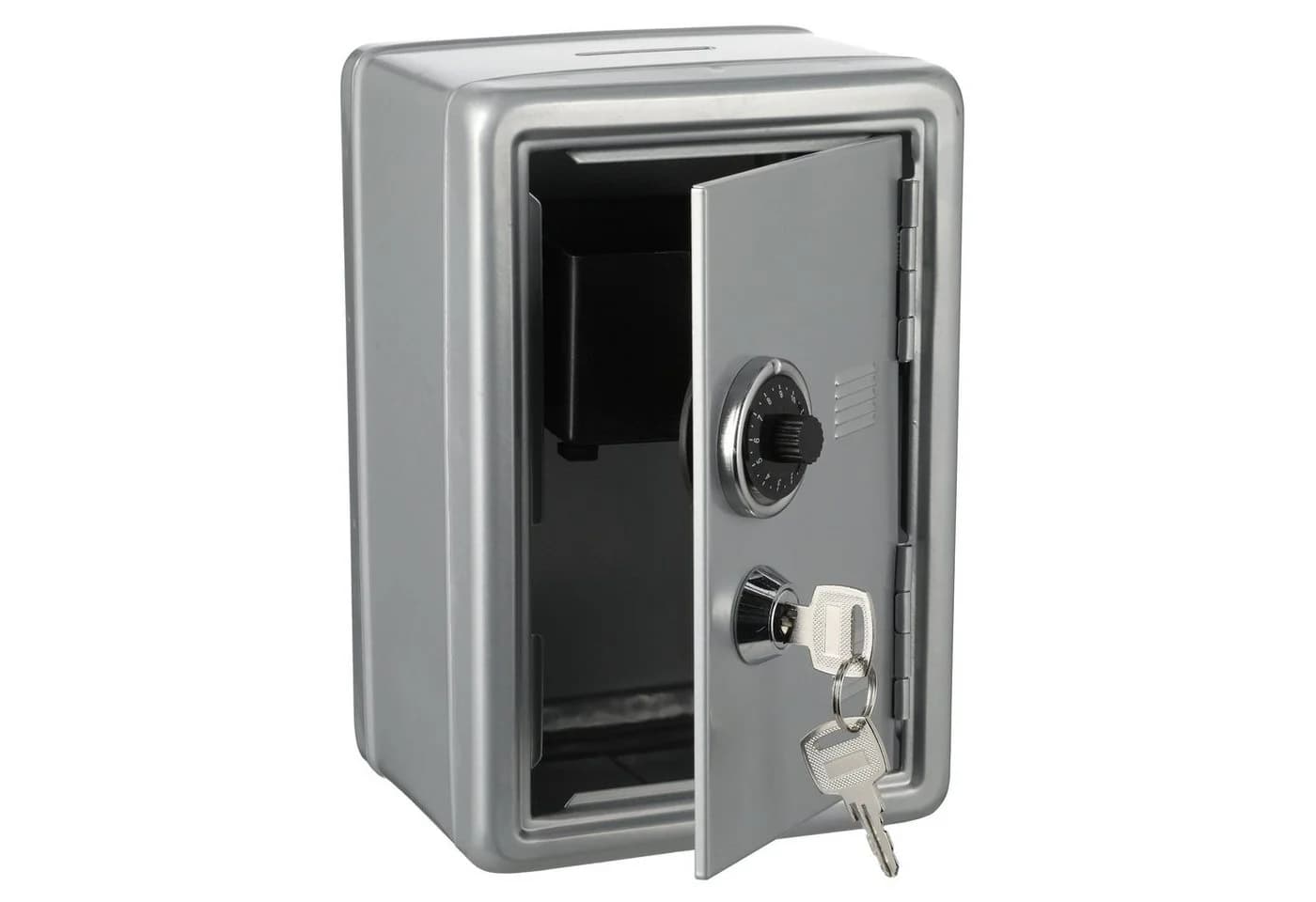 CEPEWA Spardose Tresor Metall Silber mit Zahlenschloss - Bild 4