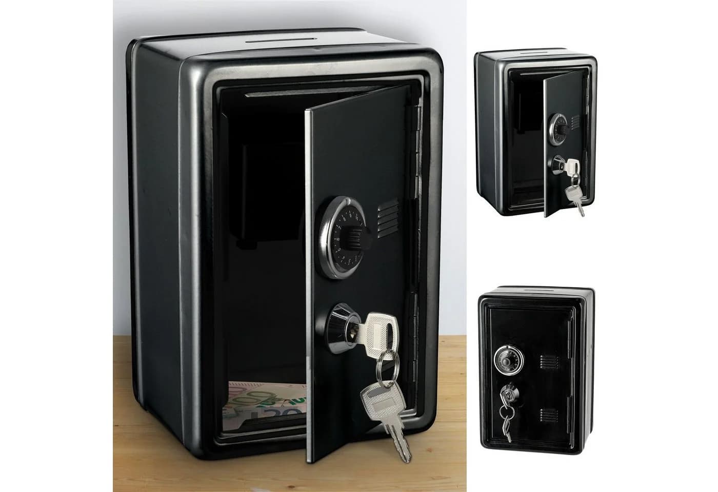 CEPEWA Spardose Tresor Metall Schwarz - Bild 2