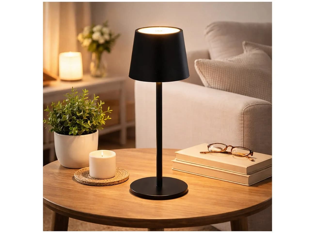 CEPEWA LED Tischleuchte Touch Akku Schwarz USB - Bild 2