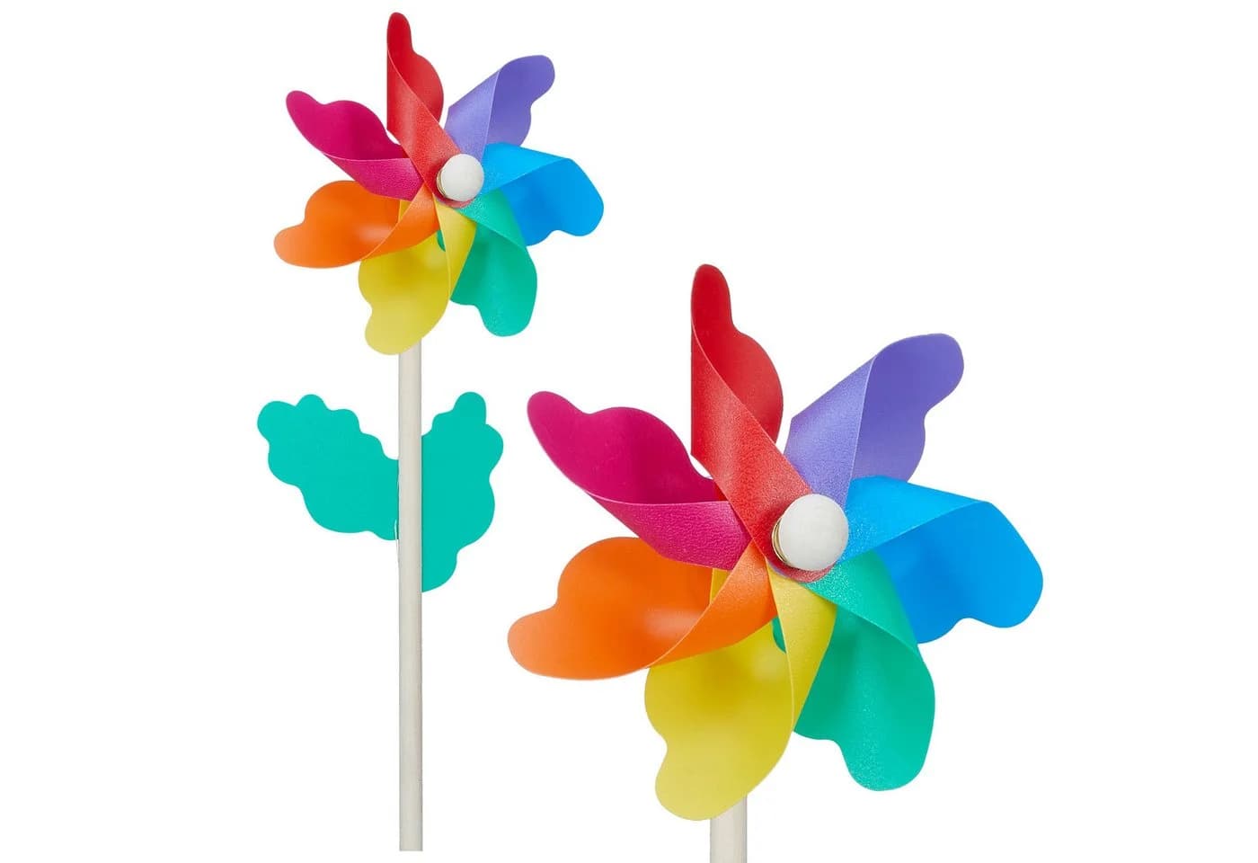 CEPEWA Windspiel Windrad 6er Set Ø11cm H30cm Holzstab Kunststoff bunt - Bild 5