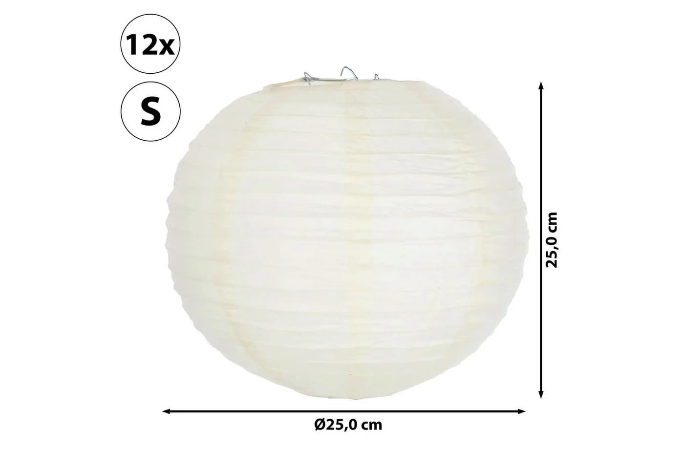 CEPEWA 12er Set Papierlampions Weiß Ø25cm Laterne Deko