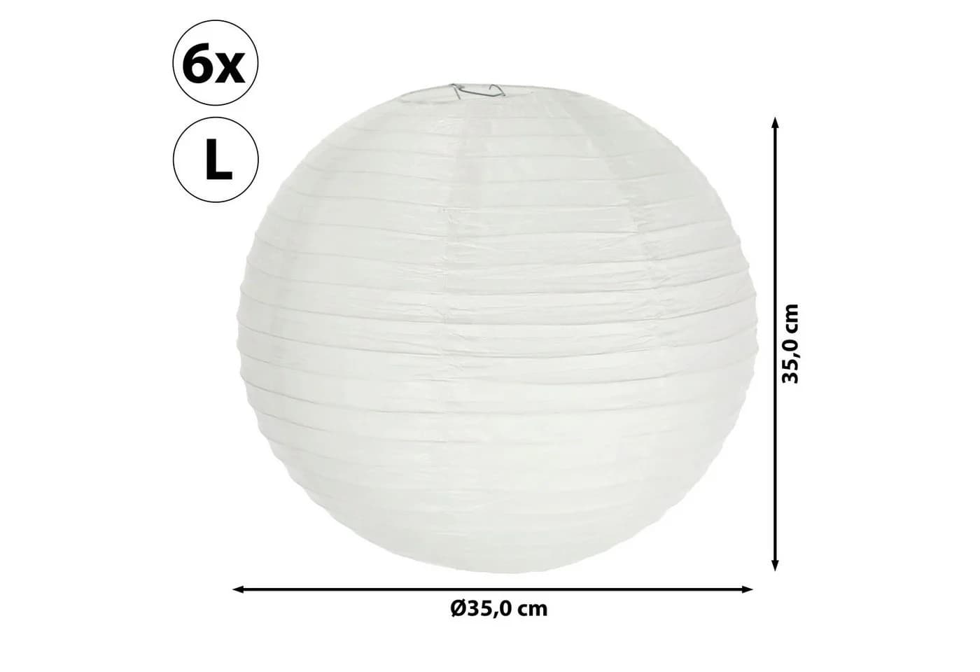 CEPEWA Papierlampion 6er Set Weiß Ø35cm Laterne Deko