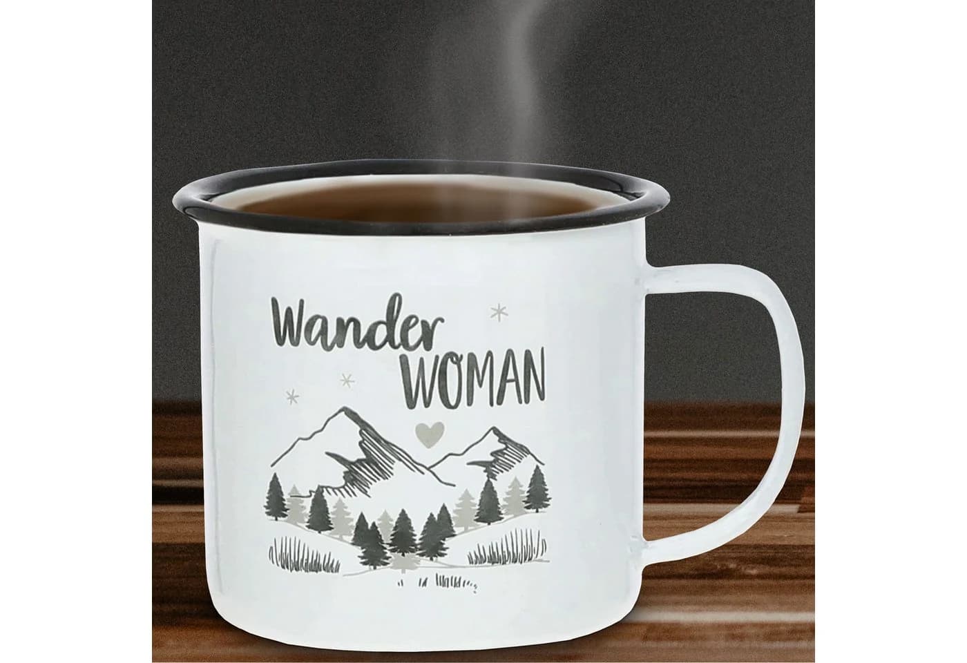 CEPEWA Tassen 3er Set 'Mountain' Metall Retro Design Bergmotiv - Bild 3