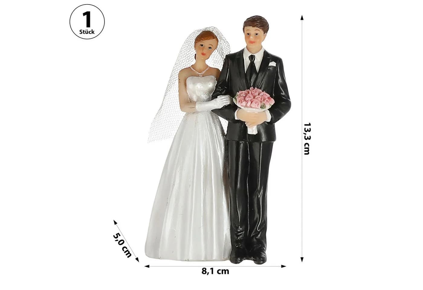 CEPEWA Hochzeitspaar Tortenfigur Weiß Schwarz Polyresin Brautpaar Deko