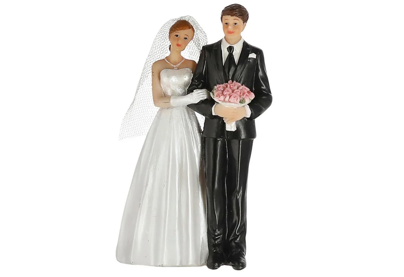 CEPEWA Hochzeitspaar Tortenfigur Weiß Schwarz Polyresin Brautpaar Deko - Bild 2