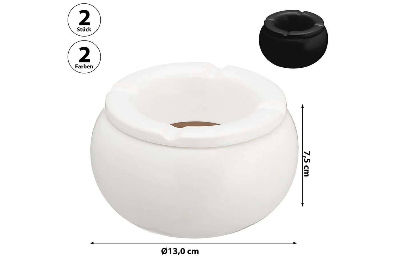 CEPEWA Sturmaschenbecher 2er Set Keramik Schwarz/Weiß