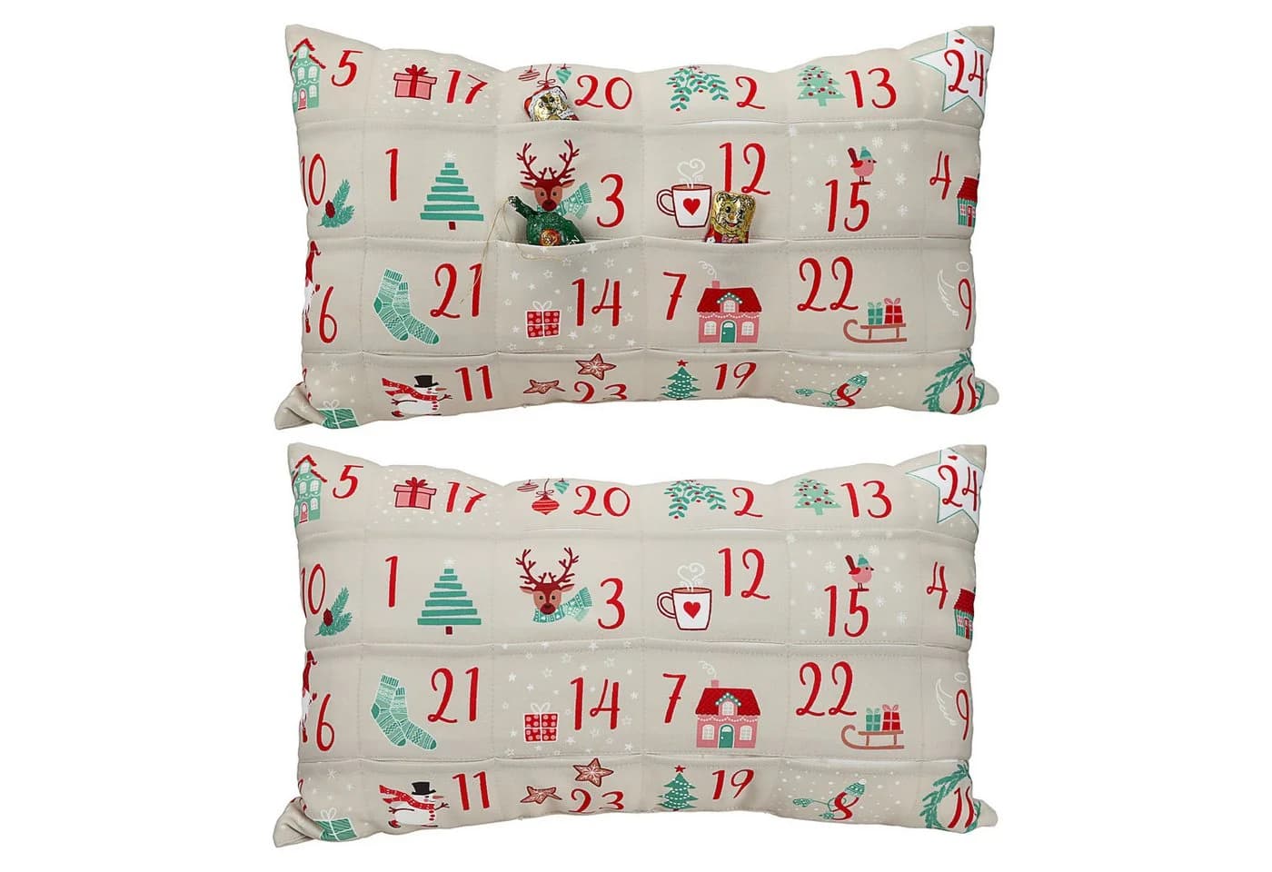CEPEWA Adventskalender Kissen 24 Einstecktaschen - Bild 5