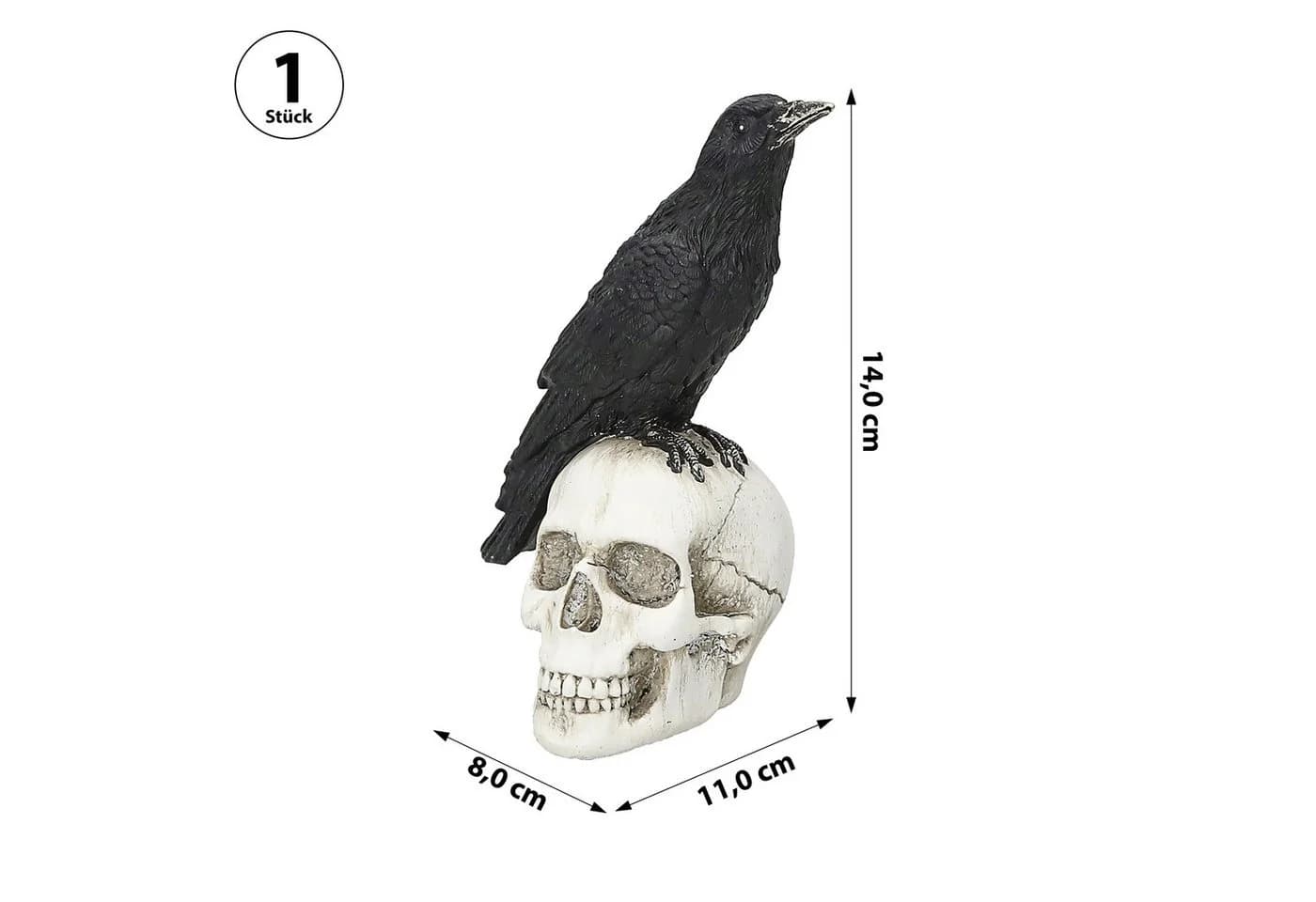 CEPEWA Dekofigur Rabe Totenschädel Polyresin Halloween Deko