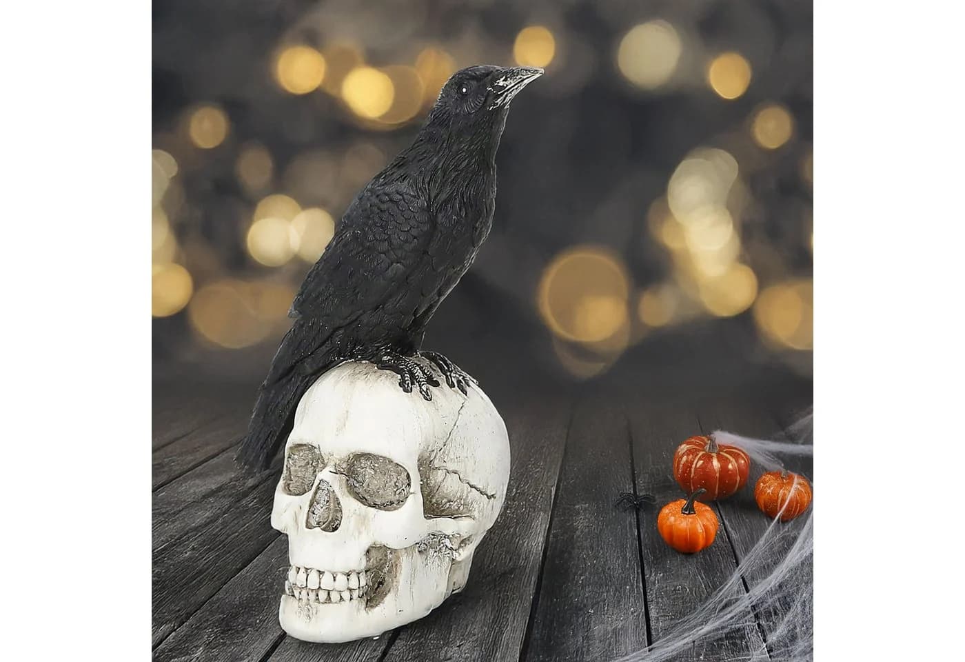 CEPEWA Dekofigur Rabe Totenschädel Polyresin Halloween Deko - Bild 3