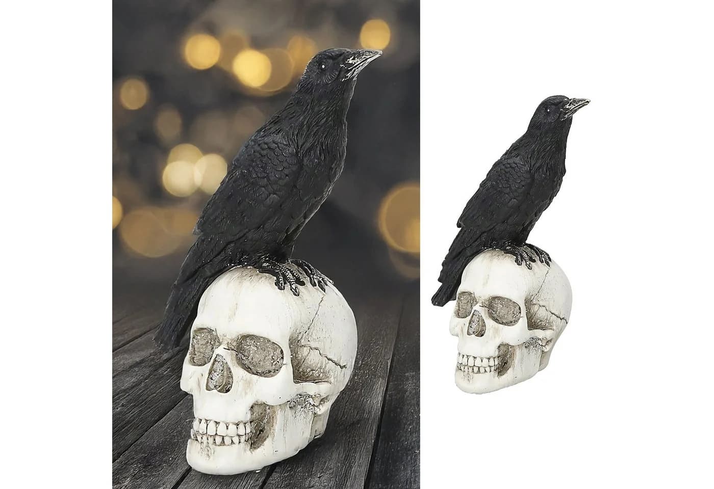 CEPEWA Dekofigur Rabe Totenschädel Polyresin Halloween Deko - Bild 4