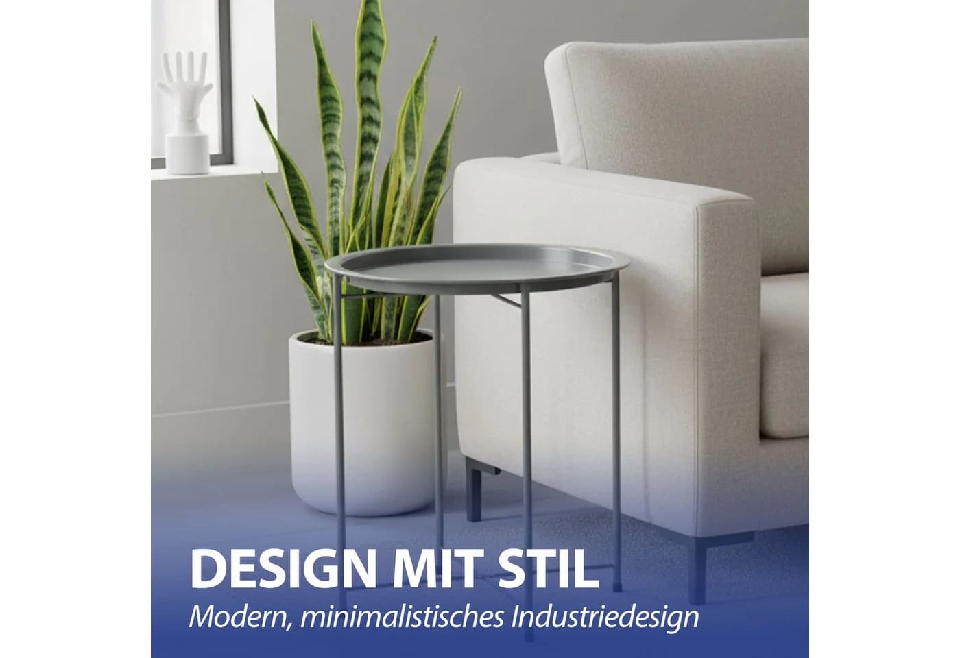 CEPEWA Beistelltisch grau rund Industriedesign - Bild 4