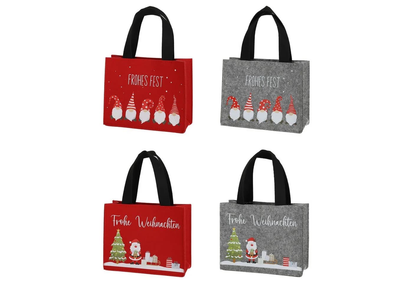 Annastore Geschenktaschen 4er Set aus Filz Weihnachten Rot/Anthrazit - Bild 2
