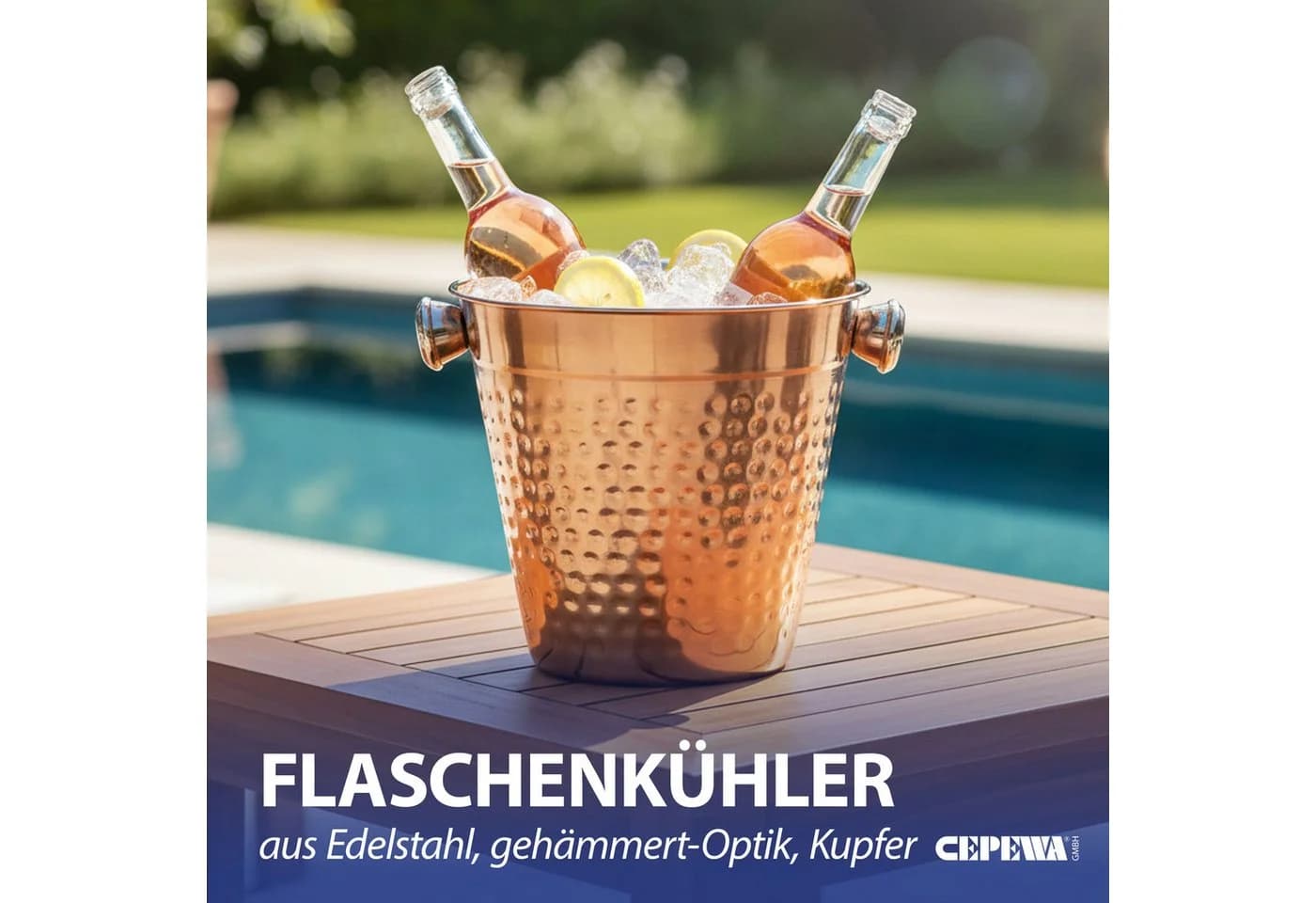 CEPEWA Wein- und Sektkühler Kupfer Hammerschlag Edelstahl - Bild 3