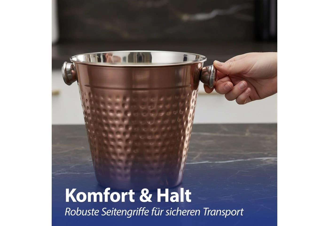 CEPEWA Wein- und Sektkühler Kupfer Hammerschlag Edelstahl - Bild 5