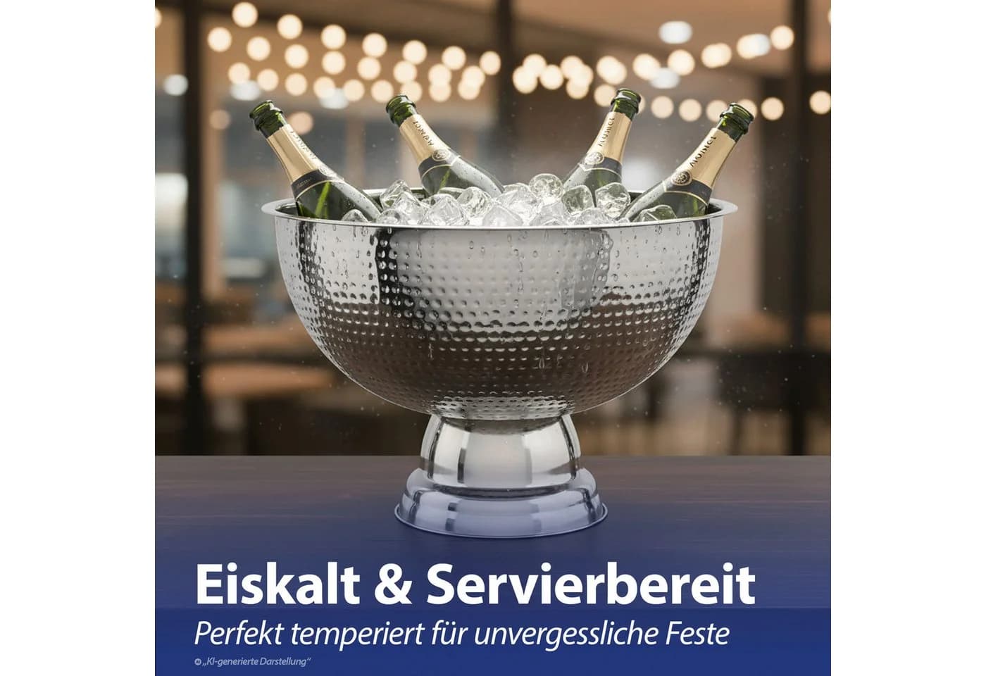 CEPEWA Sektkühler Schale Edelstahl Gehämmert Silber - Bild 4