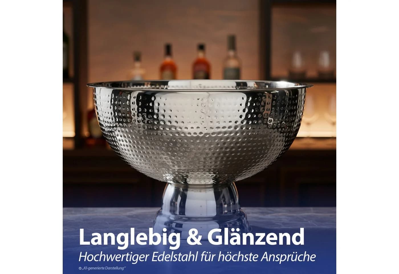 CEPEWA Sektkühler Schale Edelstahl Gehämmert Silber - Bild 5