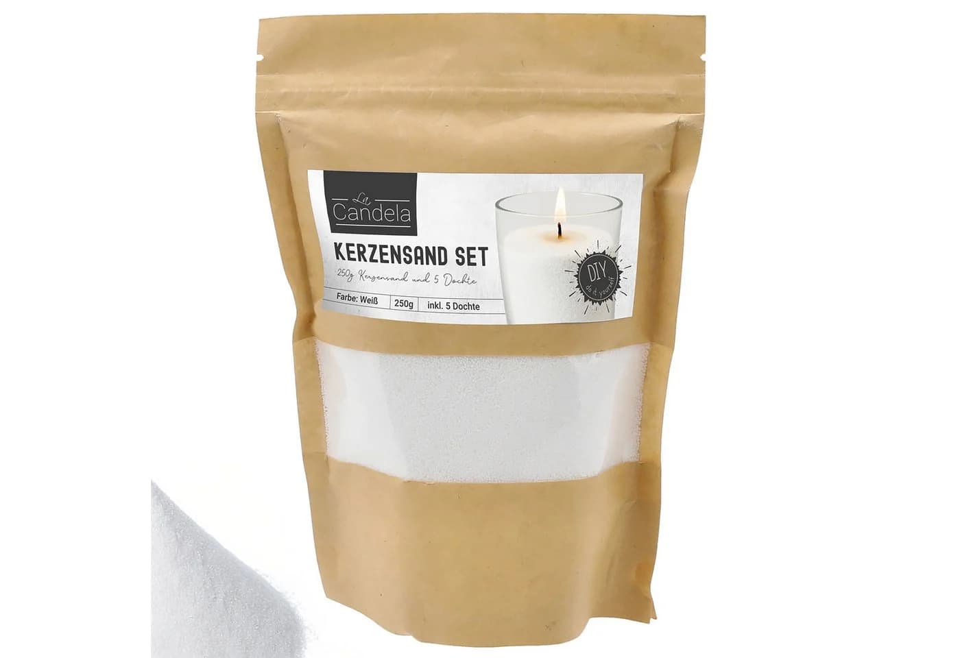 CEPEWA Formkerze DIY Kerzensand mit 5 Dochten 250g Weiß - Bild 5
