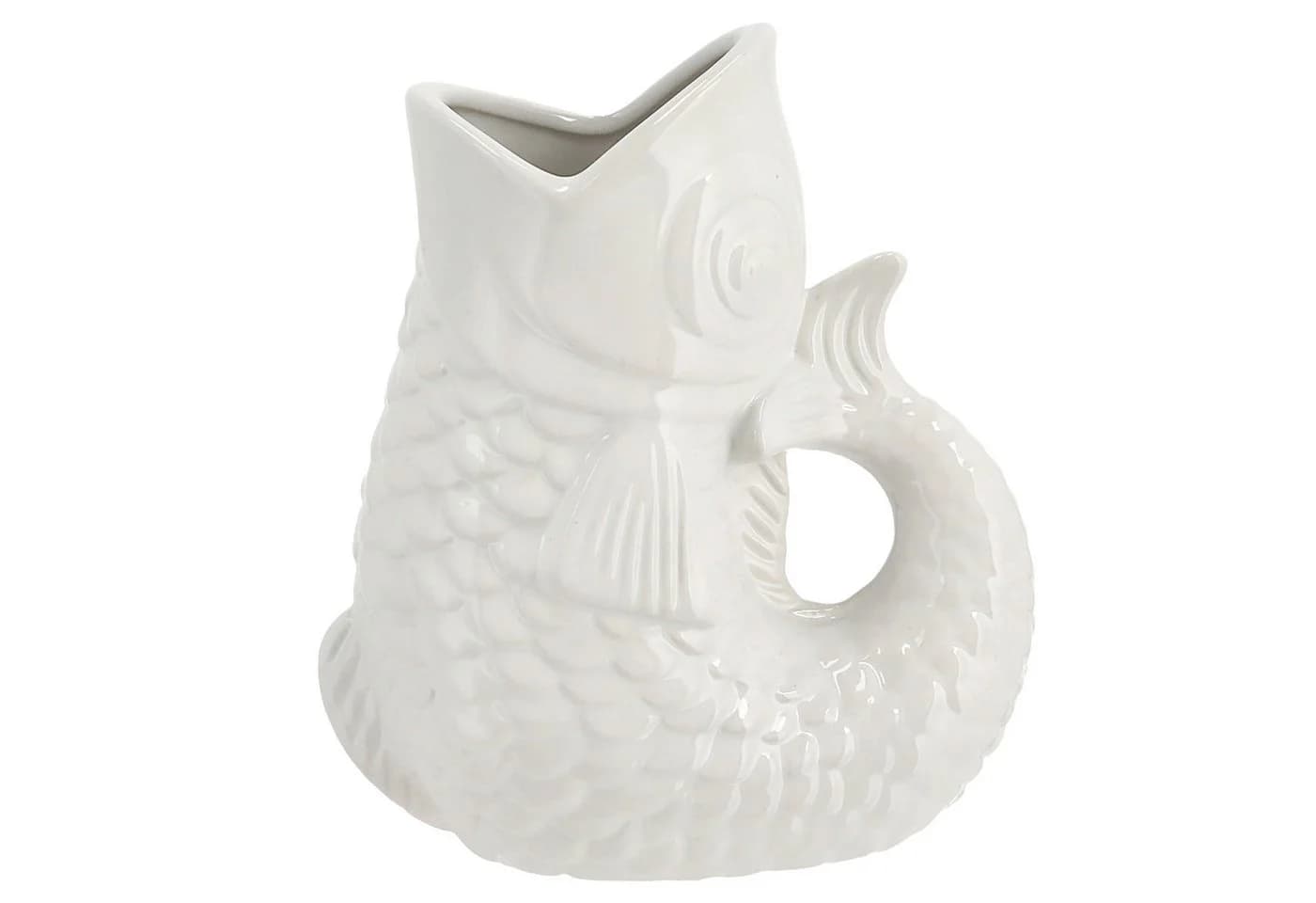 CEPEWA Dekovase Vase Fisch 'Blubb' 15x17x9cm Dolomit weiß Blumenvase Tischvase - Bild 2