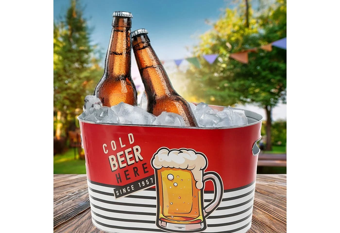 CEPEWA Bierkühler Eiseimer Retro Design Rot Stahlblech - Bild 3