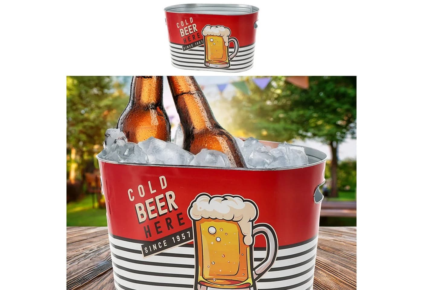 CEPEWA Bierkühler Eiseimer Retro Design Rot Stahlblech - Bild 4