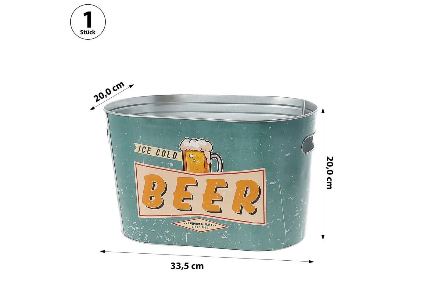 CEPEWA Bierkühler Retro Design Stahlblech Blau
