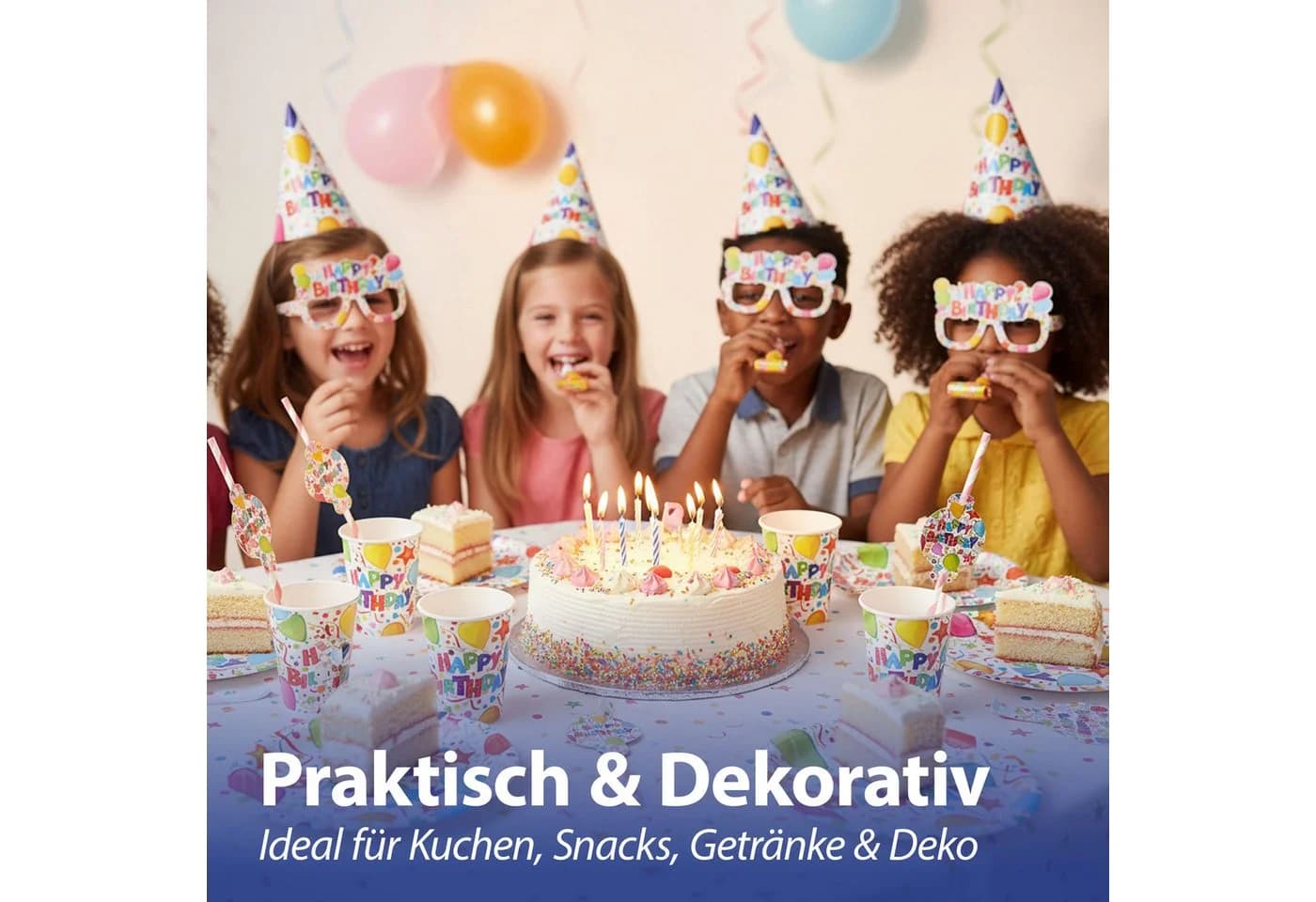 CEPEWA Einweggeschirr-Set PartySet Happy Birthday 36tlg Bunt - Bild 5