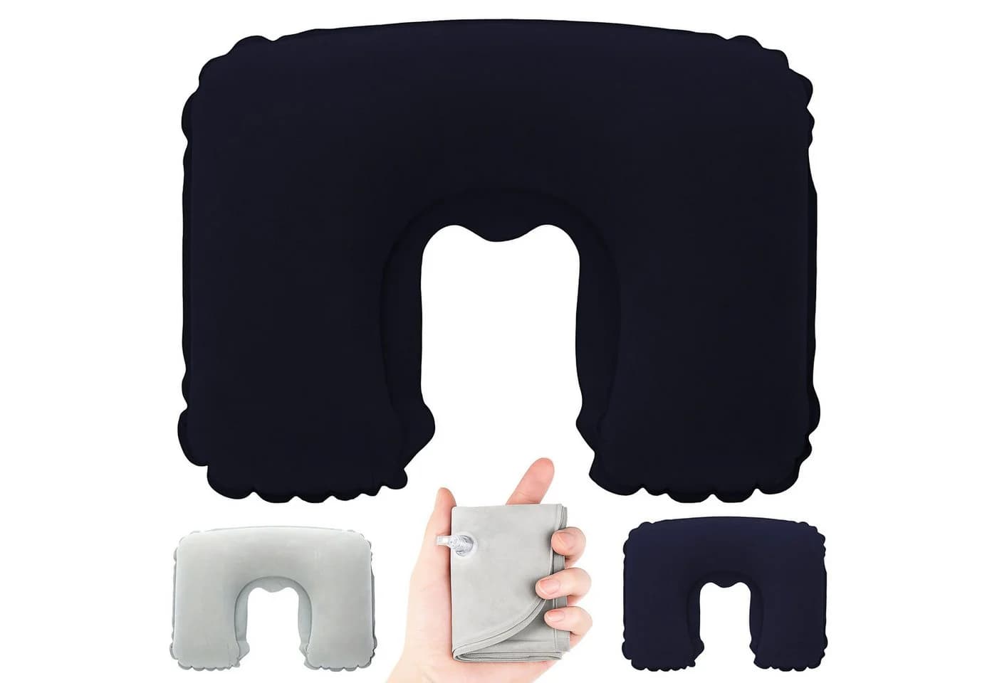 CEPEWA Nackenkissen aufblasbar blau grau schwarz 22cm - Bild 2