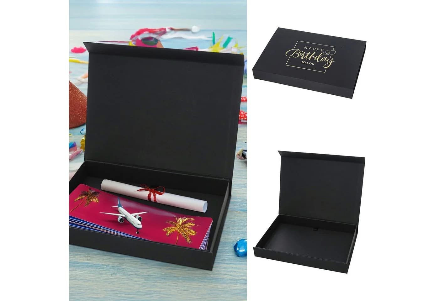 CEPEWA Geschenkbox Schwarz Gold Magnetverschluss Happy Birthday - Bild 4