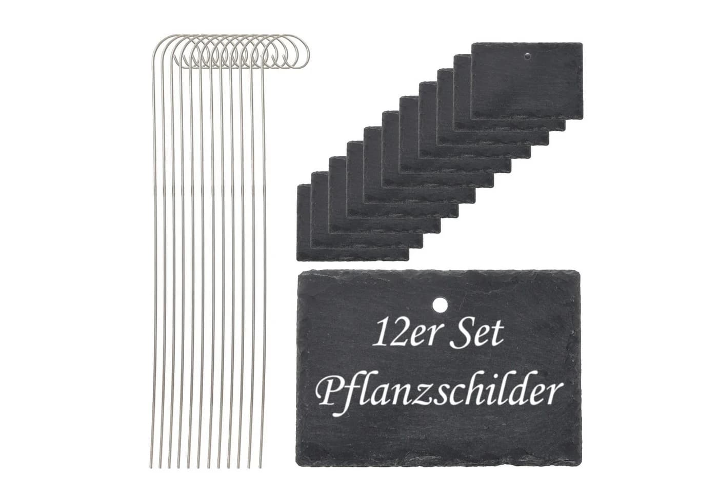 CEPEWA 12er Set Gartenstecker Edelstahl Schiefer - Bild 2