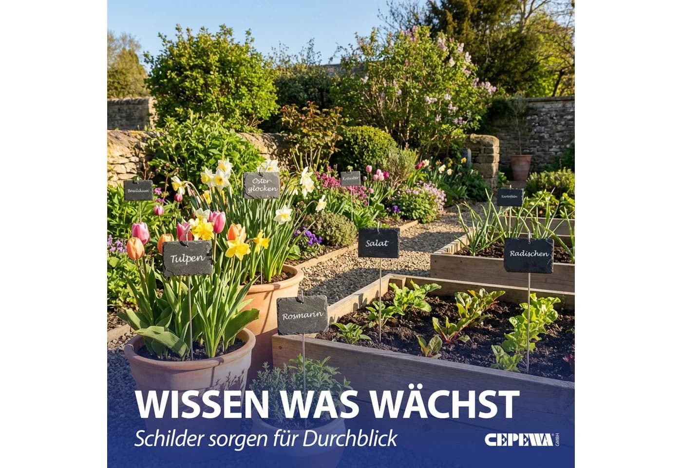 CEPEWA 12er Set Gartenstecker Edelstahl Schiefer - Bild 3
