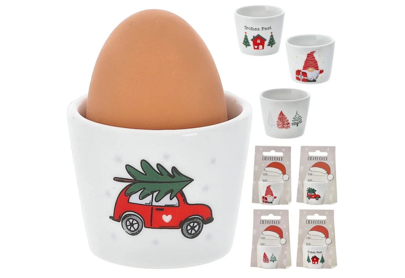 CEPEWA Eierbecher 4er Set Porzellan Weihnachtsdesign - Bild 2