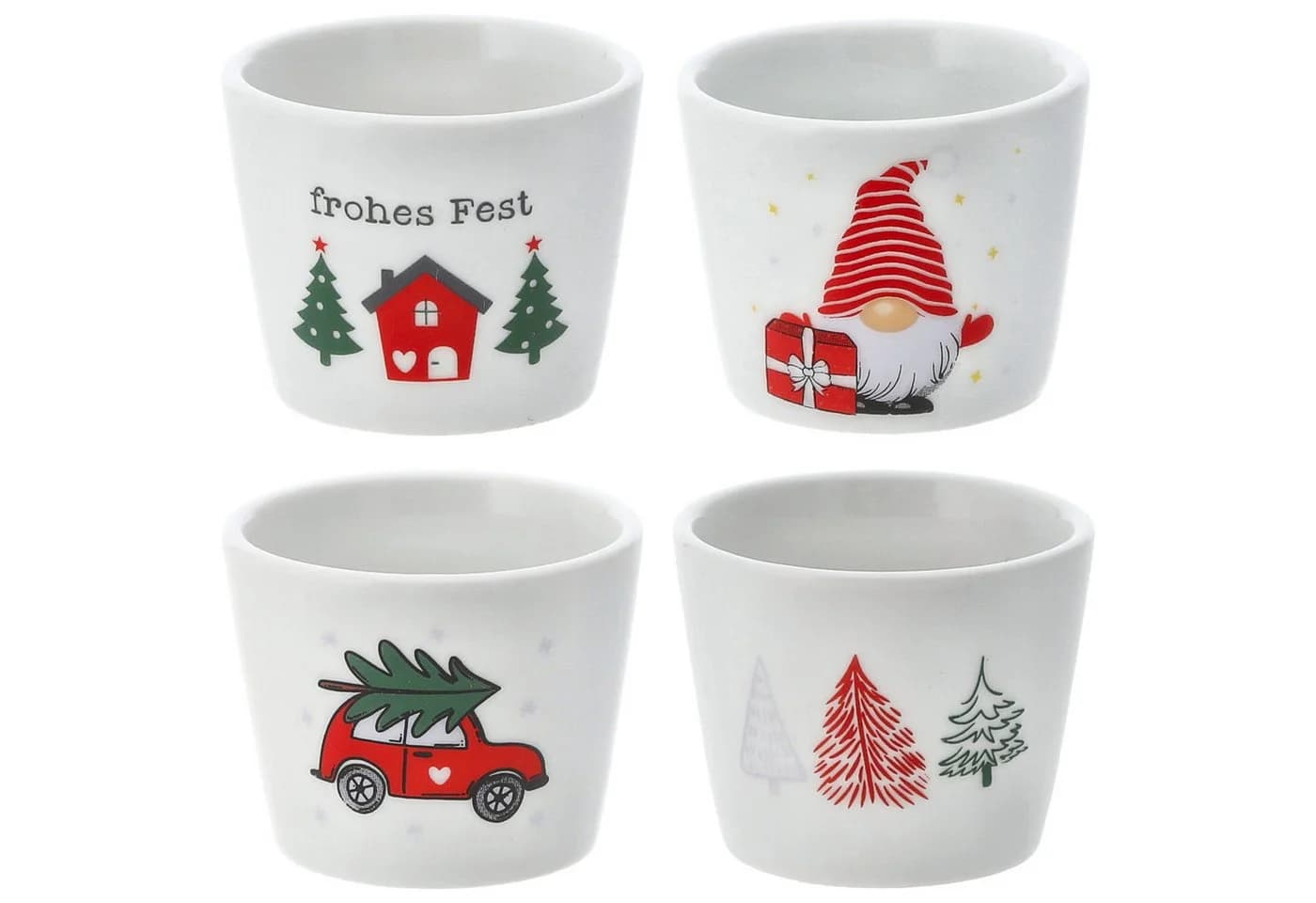CEPEWA Eierbecher 4er Set Porzellan Weihnachtsdesign - Bild 5