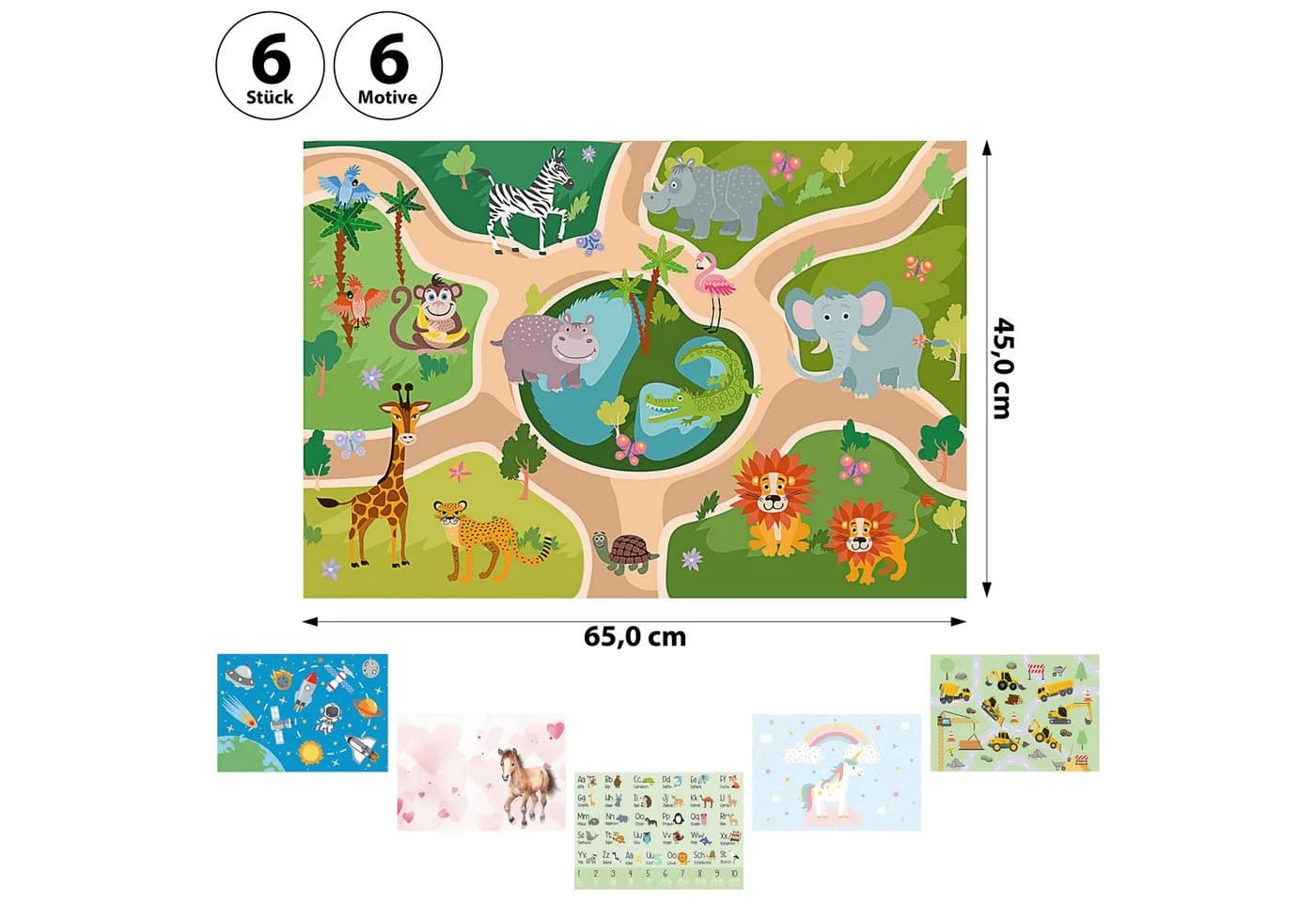 CEPEWA Schreibtischunterlage 6er Set bunt Kunststoff Kindermotive