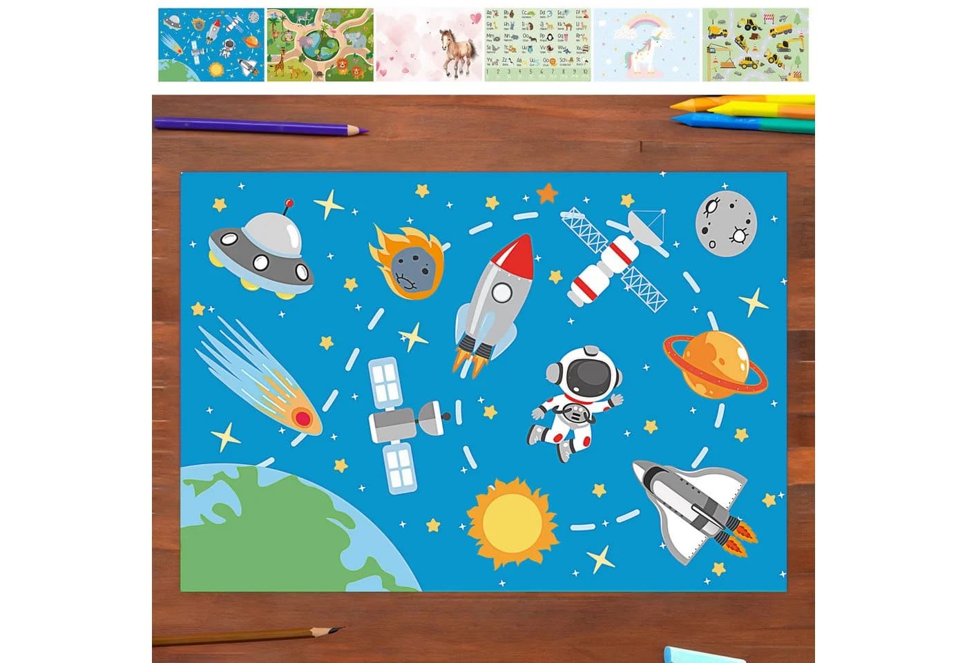 CEPEWA Schreibtischunterlage 6er Set bunt Kunststoff Kindermotive - Bild 4