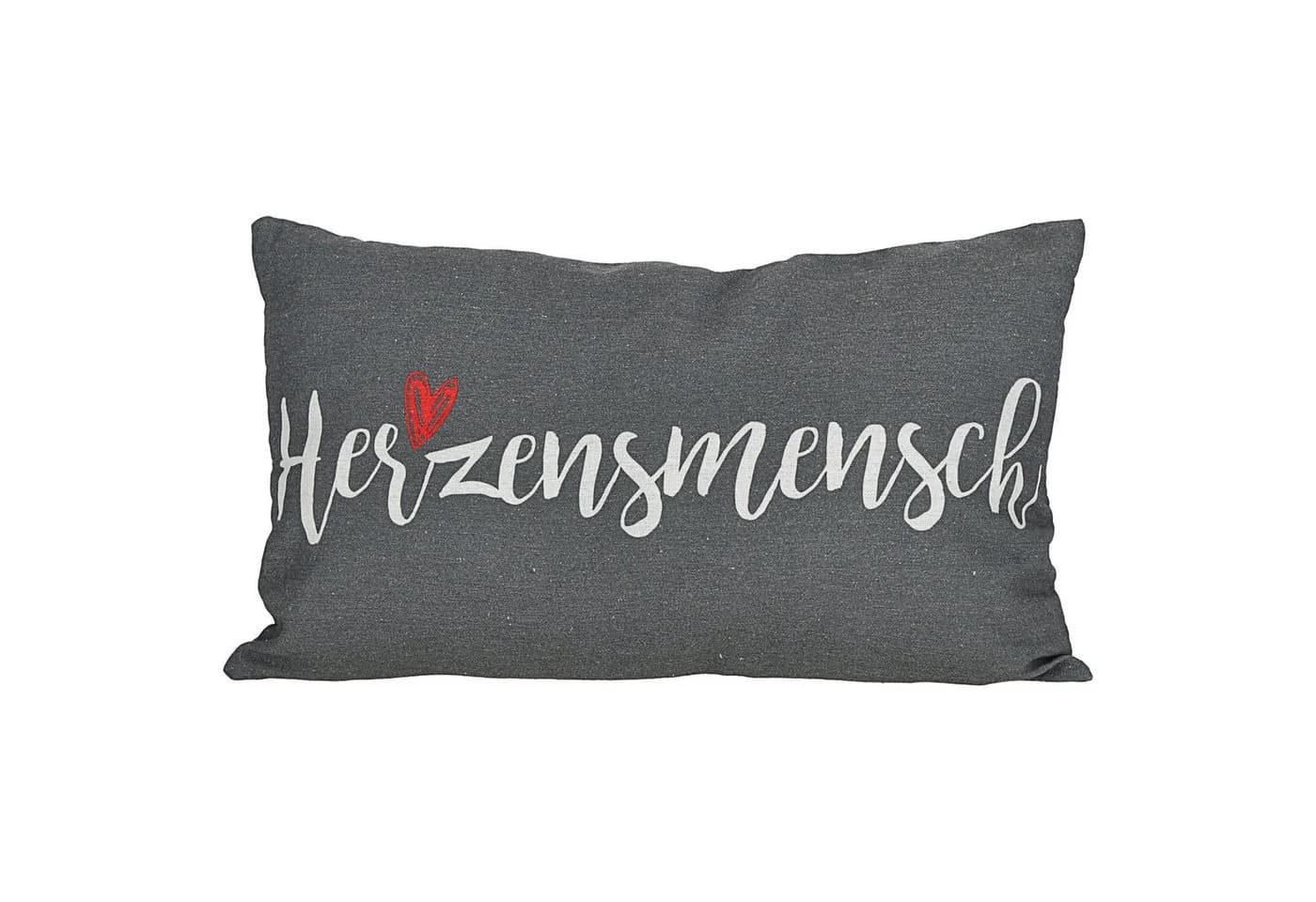CEPEWA Dekokissen Herzensmensch 40x25cm grau mit Reißverschluss - Bild 2