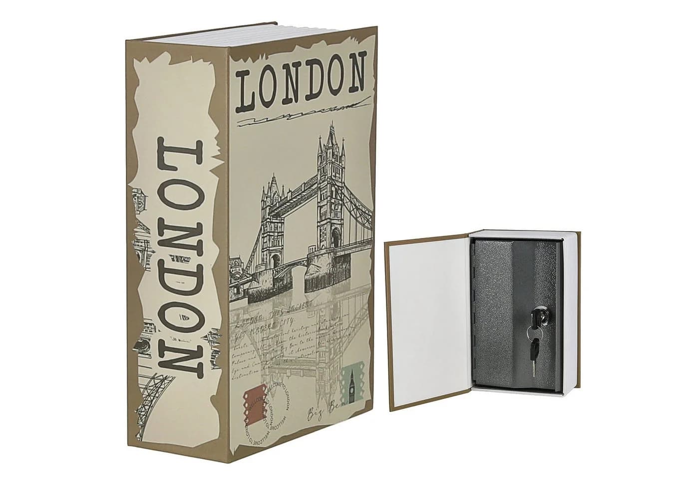 CEPEWA Buchtresor London 11,5x18x5,5cm Beige Grau Metall - Bild 2
