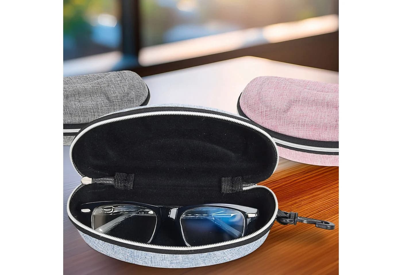 CEPEWA Brillenetui 3er Set Leinenoptik PVC - Bild 3