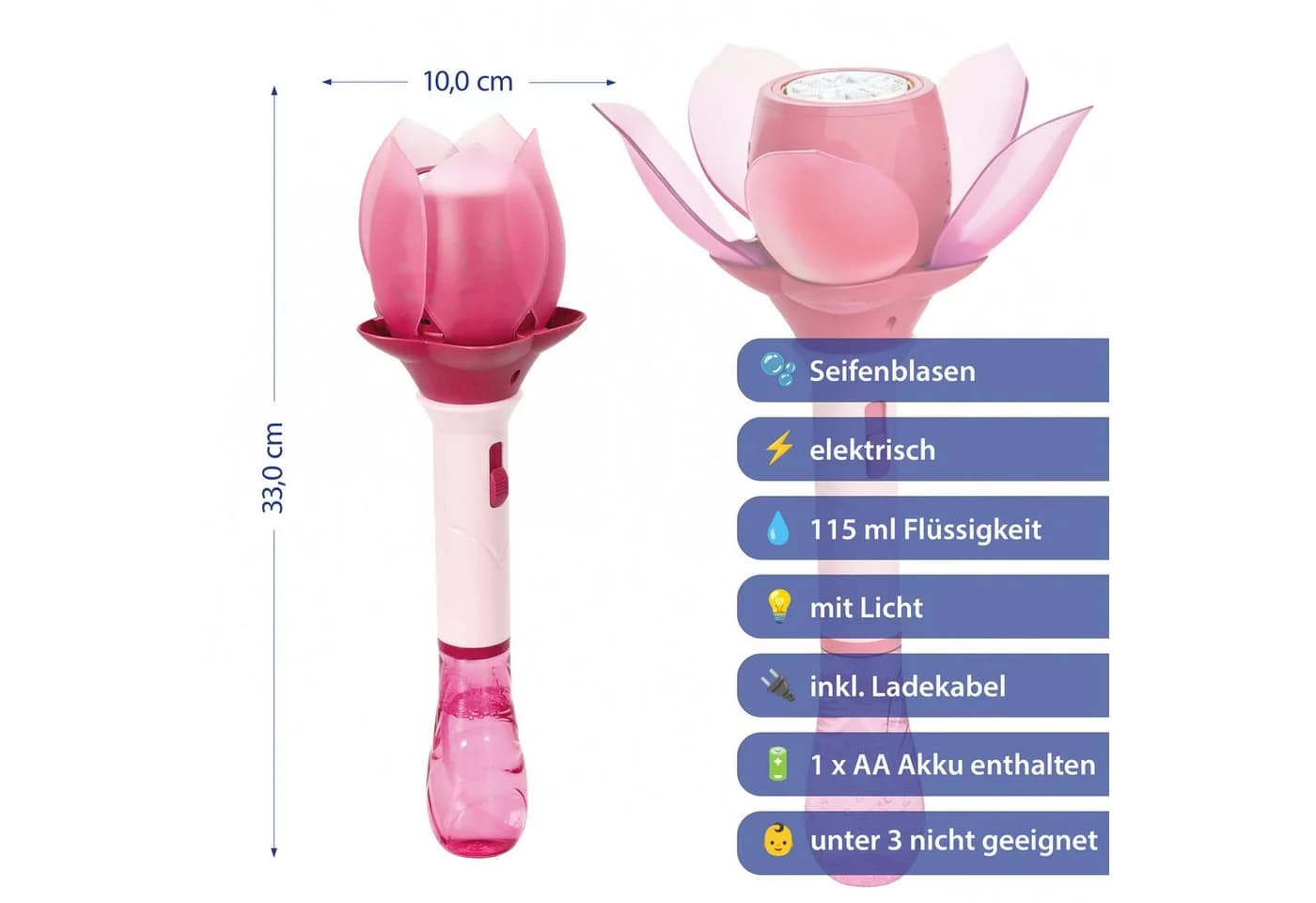 CEPEWA Seifenblasenstab Lotusblume pink elektrisch
