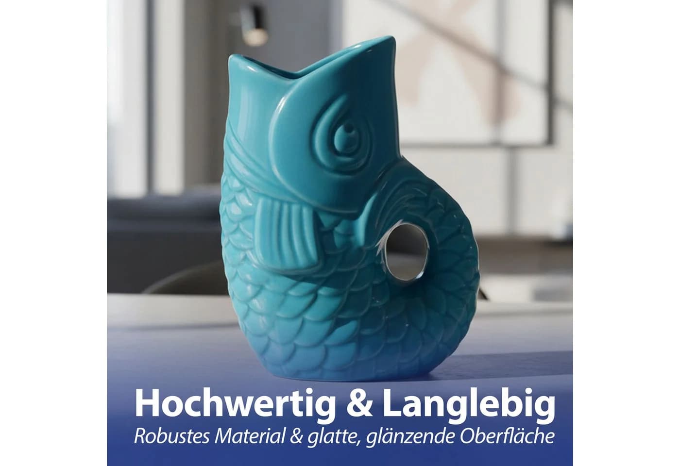 CEPEWA Dekovase Fisch 'Blubb' türkis Dolomit Blumenvase - Bild 5