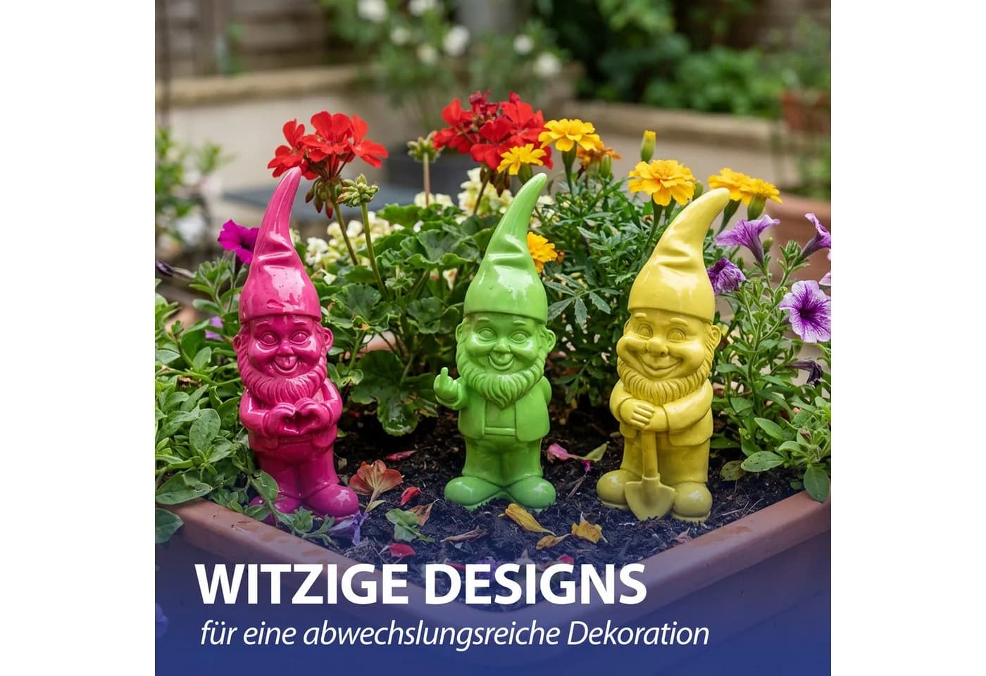 CEPEWA Gartenzwerg 3er Set XL Polyresin Bunt - Bild 5