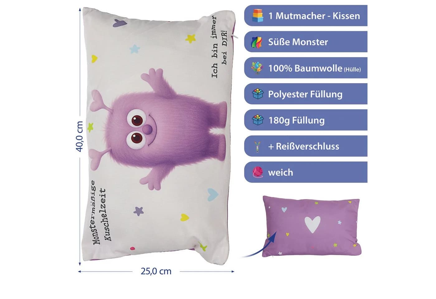 CEPEWA Dekokissen Mutmacher Flieder 40x25cm