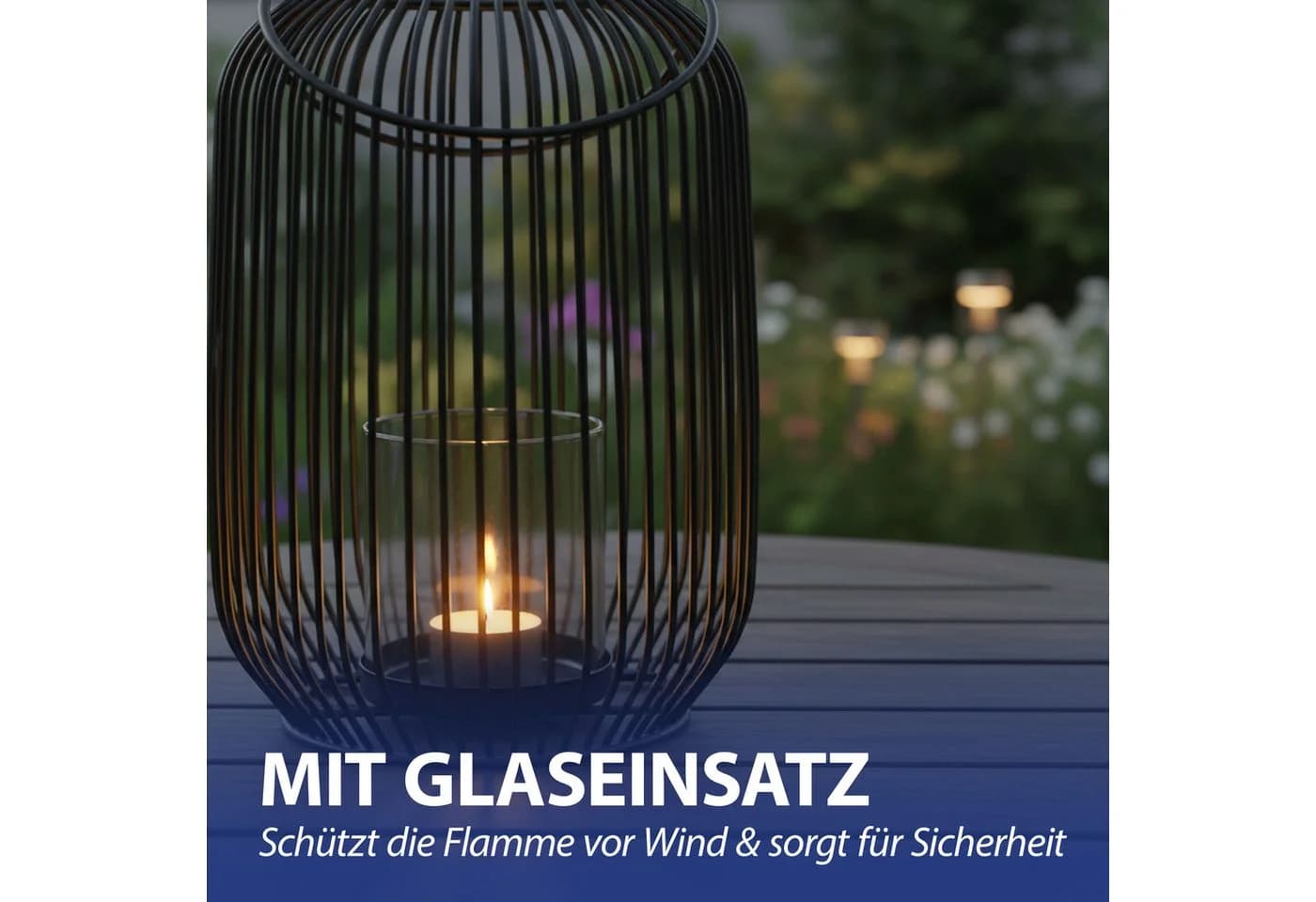 CEPEWA Kerzenlaterne Oval Schwarz Eisen Henkel - Bild 5