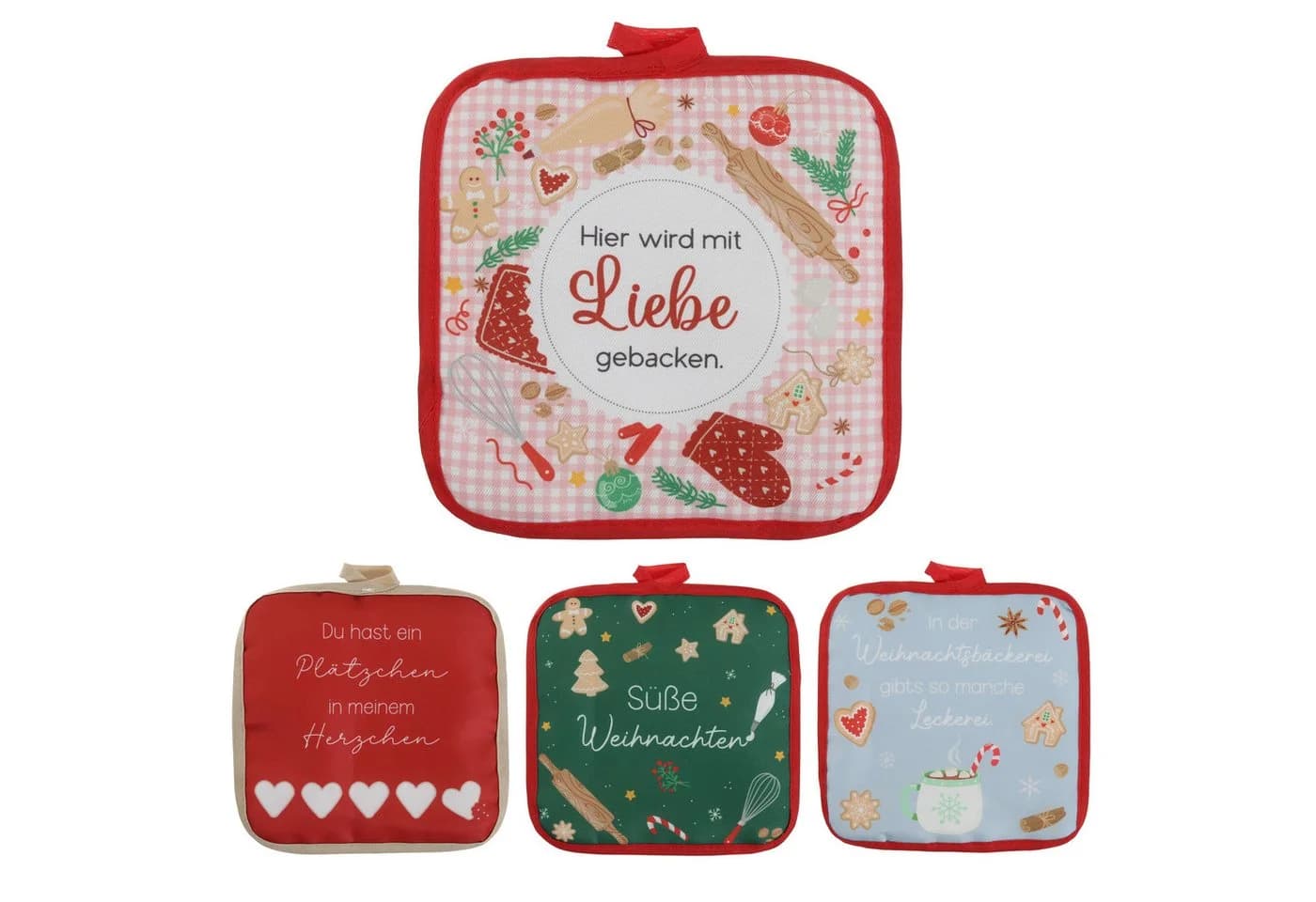 CEPEWA Topflappen 4er Set Weihnachten Polyester Baumwolle - Bild 2