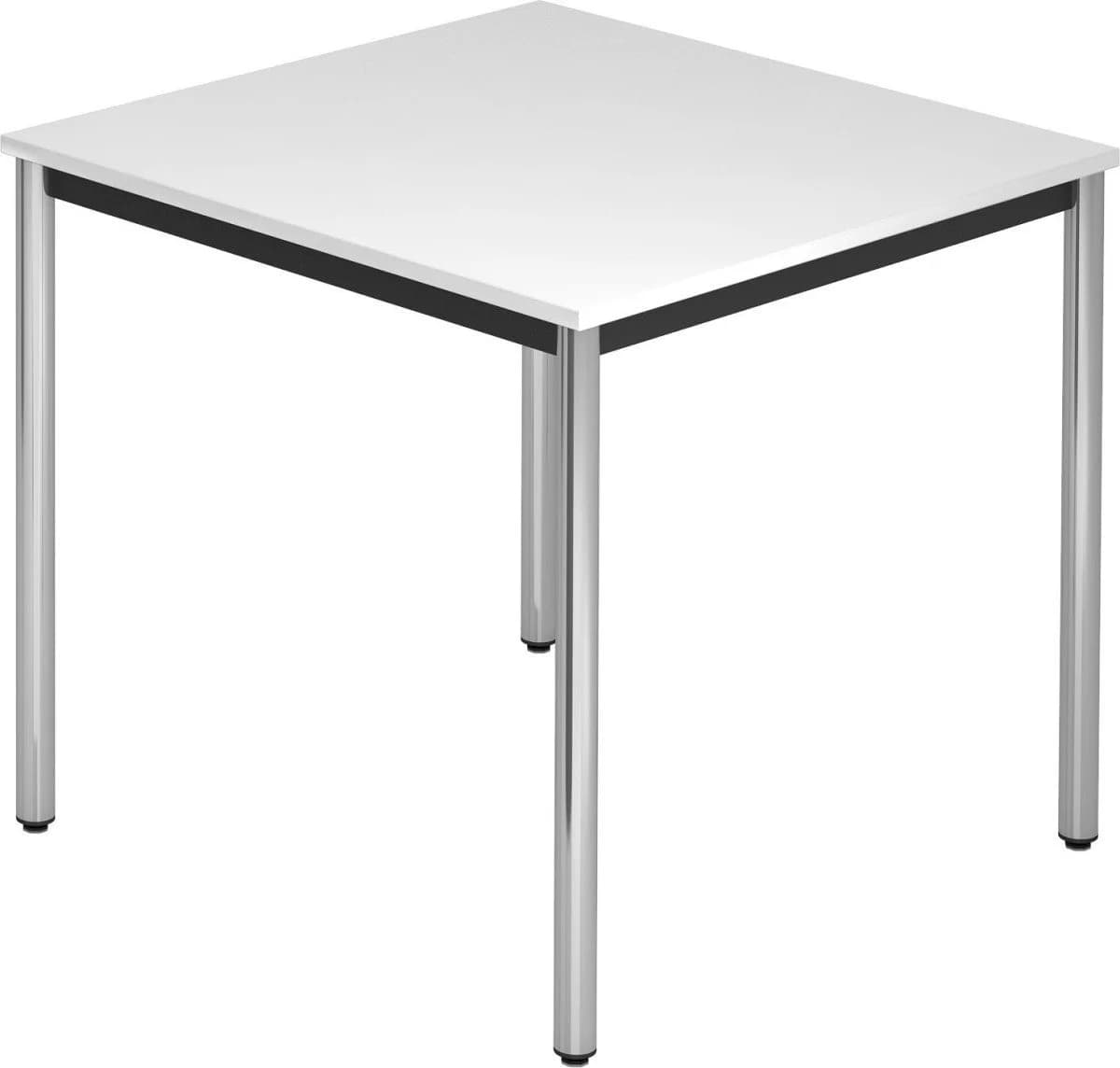 Hammerbacher Konferenztisch 80x80 Weiß Chrom