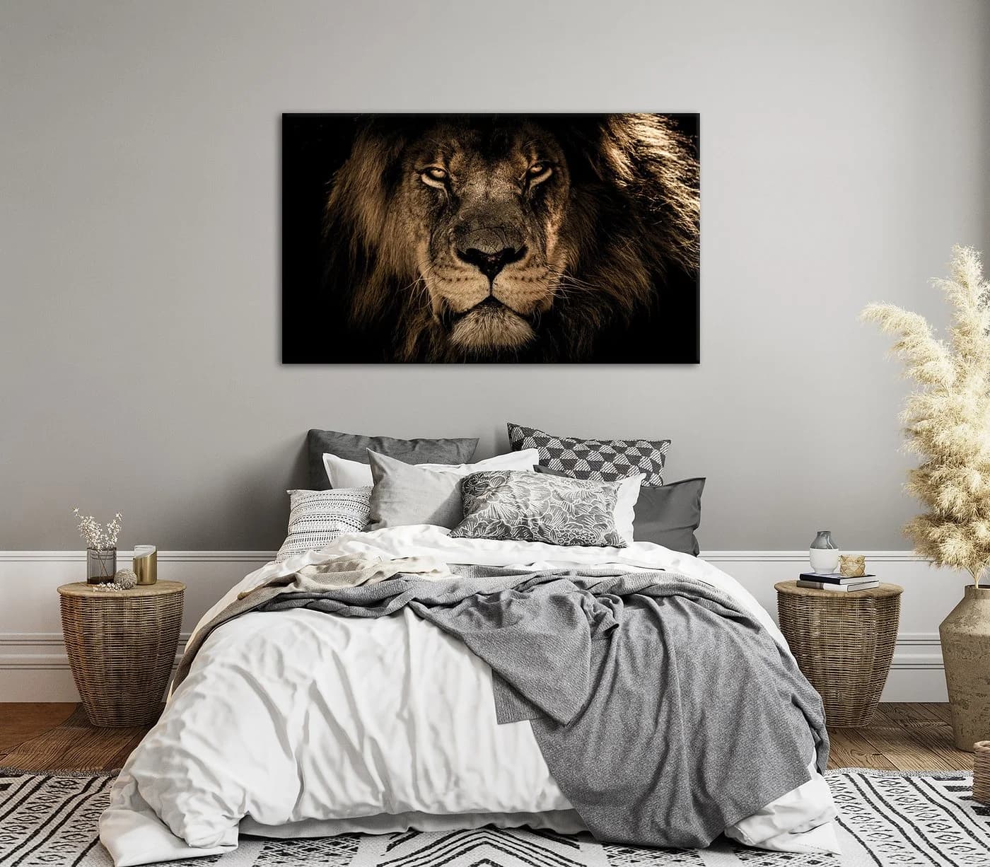 BÖNNINGHOFF Leinwandbild Löwe Braun 150x90cm MDF